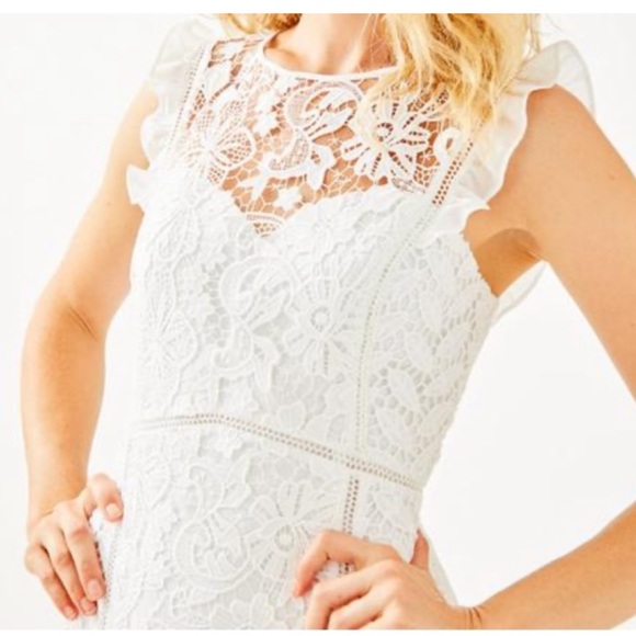Lilly Pulitzer Maya Shift Resort sleeveless white floral lace mini dress size 4 - Picture 5 of 15